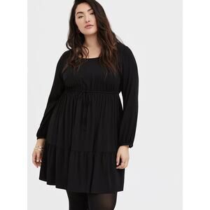 Torrid Womens Dress Sz 4 4X‎ 26 Black Mini Challis Skater Stretch